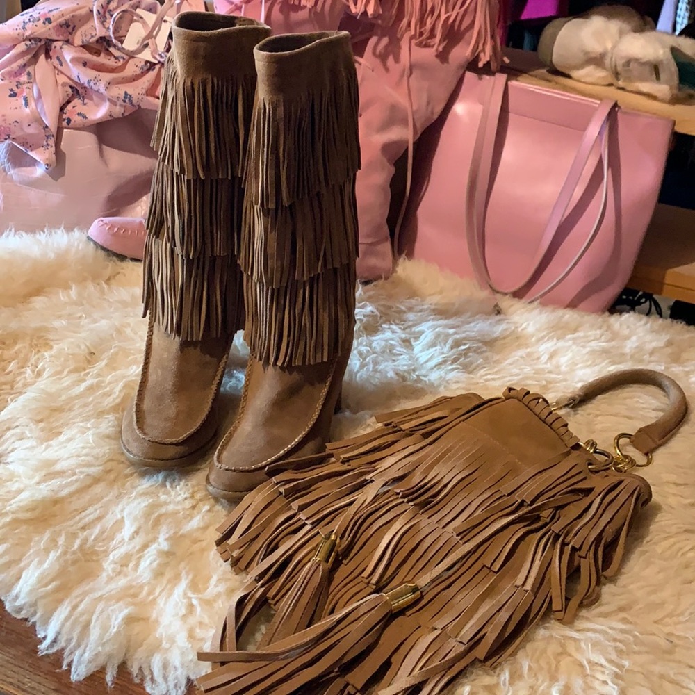 Ralph Lauren suede fringe boots